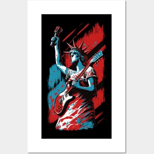 Patriotic USA 4th of July Guitarist Concert Festival Guitar Posters and Art